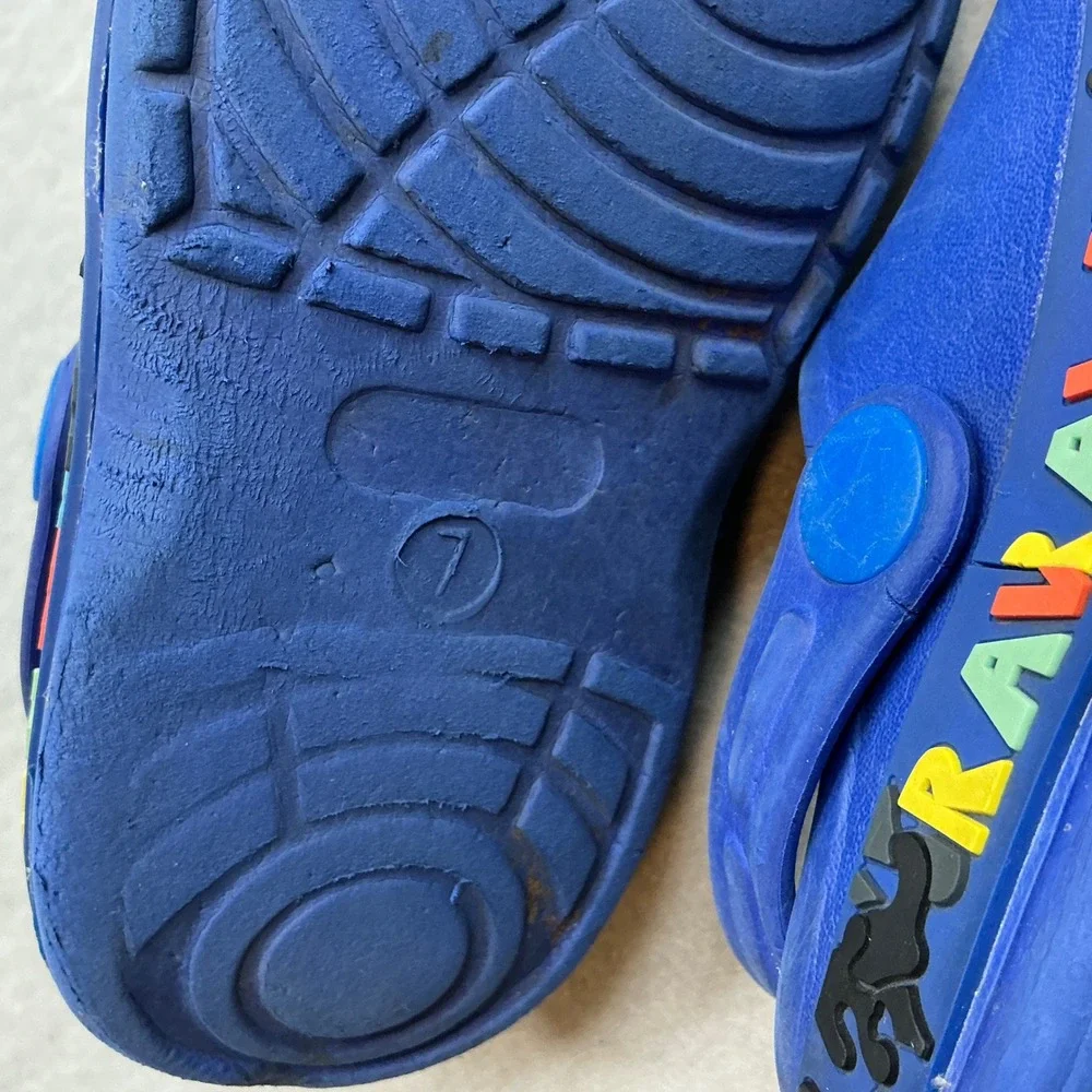 Kidgets Kids Dinosaur Clogs Blue RAWR‎ Graphic Size 7 Slip On Water Shoes